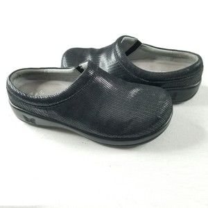 Womens Alegria Kay-870 Clog Shoes Black Leather Comfort Slides Size 36